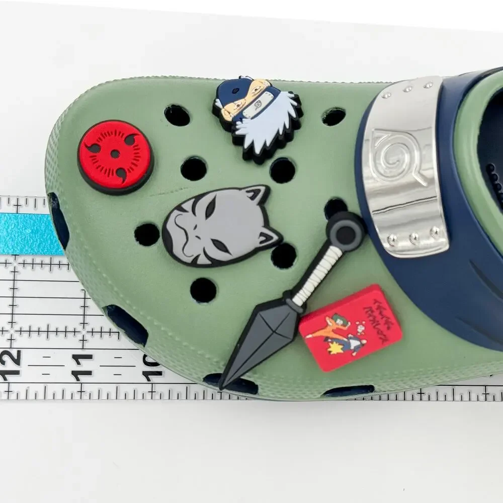 Crocs x Naruto Shippuden Kakashi Clogs M9 W11 Green Blue Jibbitz Charms Anime